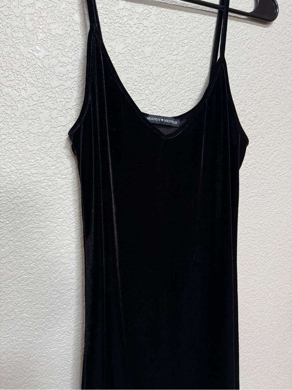 Vintage Y2K Brandy Melville Black Crushed Velvet Mini Slip Dress Women’s S/M - Picture 3 of 6